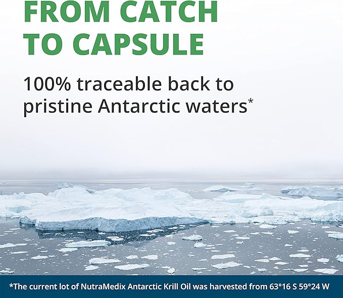 NutraMedix Antarctic Krill Oil 500mg - Fish Oil Supplement - Omega-3s (EPA & DHA) + Astaxanthin - Red Krill Oil Supplement for Joint, Immune, Heart, Liver & Brain Health Support (60 Softgels)