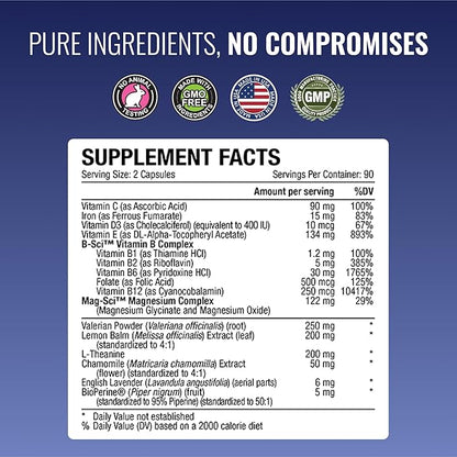 Approved Science Restlex - 420 mg Magnesium Glycinate Blend, L-theanine 200 mg - 180 Capsules - 1 Bottle