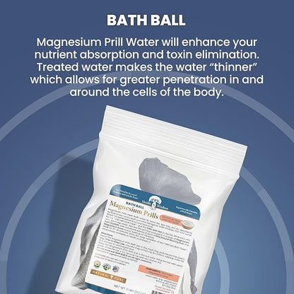 Health and Wisdom Magnesium Prills Bath Ball - Structured Water Devices, Magnesium Laundry Beads, Deionized Water, Mineral Magnesium Soak - 32 oz