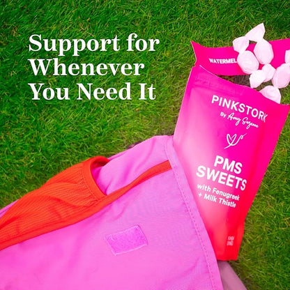 Pink Stork Watermelon PMS Sweets for Teens and Women with Fenugreek & Milk Thistle, Simple & Natural Ingredients for Period Support, Digestion, Bloating, & Mood Support - 30 Drops