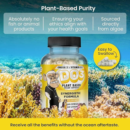 Bored Nutrition Vegan Omega 3 and Vitamin D3 Supplement 90Ct
