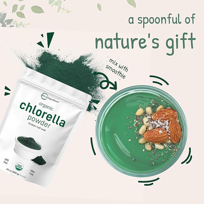 Micro Ingredients Organic Chlorella Powder, 20 Ounces | Broken Cell Wall for Complete Absorption | Raw Superfood Supplement, Rich in Protein & Vitamins | Non-GMO, Vegan, Non-Irradiated