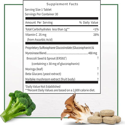 Nutramax Laboratories Avmacol Extra Strength Sulforaphane-Producing Supplement for Detoxification, Antioxidant Support, Immune Health, Adults & Children, Moringa, 30 Tablets