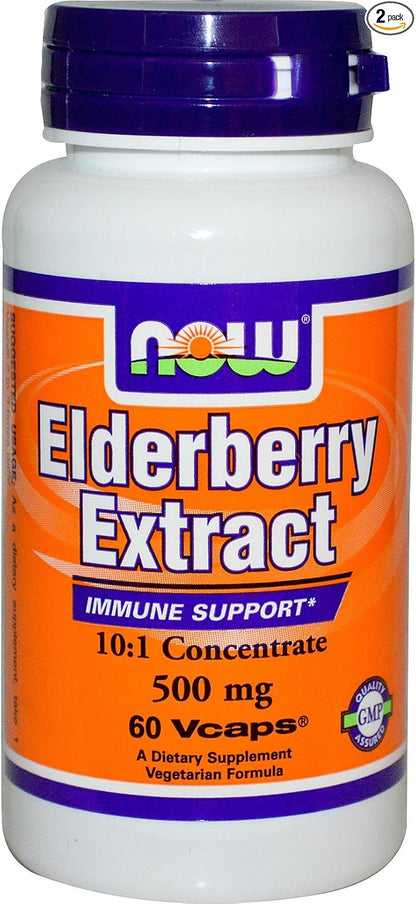Now Foods Elderberry 500 Milligrams, 60 Veg Capsules (Pack of 2)