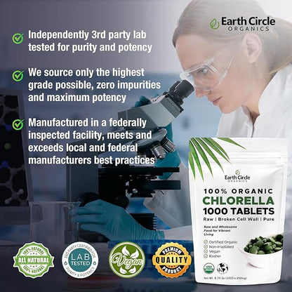 Earth Circle Foods Chlorella Tablets, 1000 Count