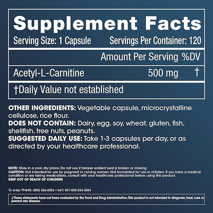 ProHealth Longevity Acetylcarnitine Brain & Heart Health Booster. Potent Antioxidant for Cognitive Protection & Muscle Maintenance. Supports Youthful Cellular Energy. 100 mg Per Serving, 30 Servings