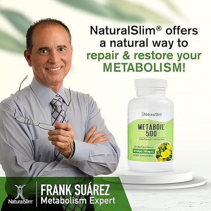 NaturalSlim Evening Primrose Oil for Women 1500mg from Cold Pressed Oil - Metaboil 500 GLA Supplement Gamma Linolenic Acid for Women’s Health, Metabolism, Heart & Skin Health - 270 Softgels