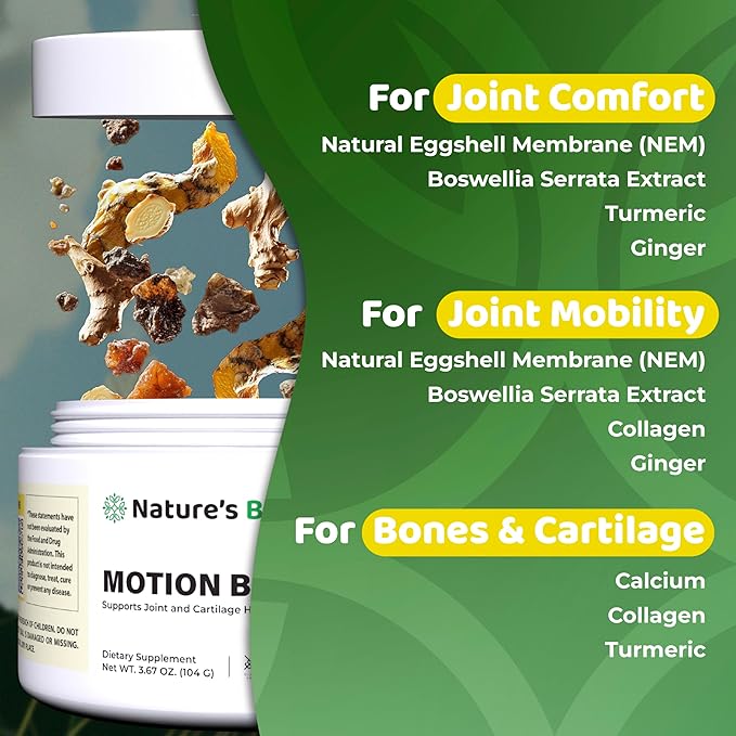 Motion Bliss Joint Supplements for Men & Women - Joint Health Support - with NEM, Calcium, Boswellia Serrata Extract, Collagen & More - 3.67 Oz - 30 Servings - Citrus Zest Flavor