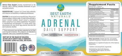 Best Earth Naturals - Adrenal Support for Adults - Holy Basil, B C Vitamins, L-Tyrosine, Rhodiola Rosea Root, Ashwagandha Supplements for Cortisol Manager Support - 30 Day Supply