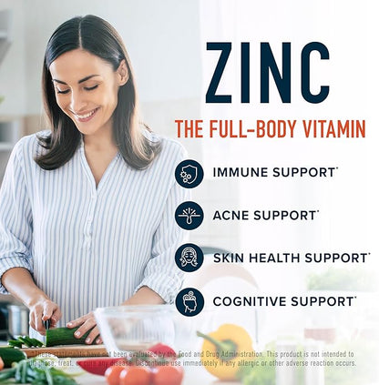 Zinc Supplement Microbeadlets for Immune & Acne Support | Highly Absorbable Zinc Bisglycinate & Orotate with 2mg Chelated Copper + Vitamin B6 | Vegan, Gluten-Free | 60 Capsules (2 Month Supply)