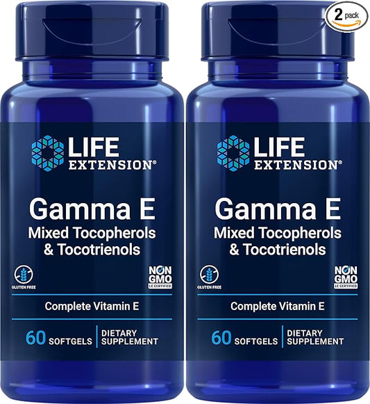 Life Extension Gamma E Mixed Tocopherols & Tocotrienols 60 Softgels (Pack of 2)