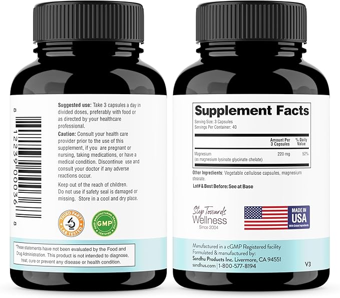 Sandhu's Magnesium Glycinate Lysinate Easy to Swallow 120 Capsules & Sleep 60 Capsules –Non-Habit Forming 5-in-1 Sleep Aid Supplement| Supports Restful Sleep, Muscle & Heart Health | Made in USA