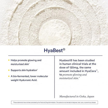 Ritual HyaCera Skin Supplement for Wrinkle Support, with Hyabest® and Ceratiq® for Skin Hydration Support, Hyaluronic Acid, Glycolipids, Ceramides, Gluten Free, Non GMO, Vanilla Essence, 30 Day Supply