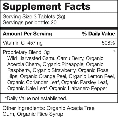 Dr. Schulze's | Super-C Plus | Vitamin C Complex | Clinical Herbal Formula | Dietary Supplement | Immunity Support | Increase Collagen Formation & Iron Absorption | 60 Chewable Tablets (1000 mg)