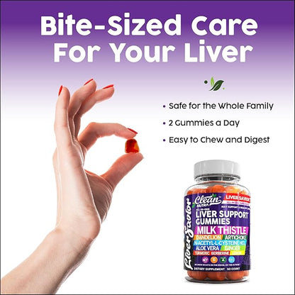 Clean Nutra Liver Cleanse Detox & Repair Gummies | Milk Thistle Gummy Liver Support Vitamins | Dandelion, Artichoke, Aloe Vera, Ginger, Berberine, Lemon, N-Acetyl-L-Cysteine, Turmeric Supplement HCL