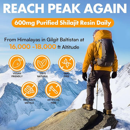 Shilajit Resin, Shilajit for Men & Women, Shilajit Pure Himalayan Organic - 600mg Potency Gold Grade, with 85+ Trace Minerals, Fulvic & Humic Acid, for Stamina, Immunity & Strength, 83 Servings (50g)
