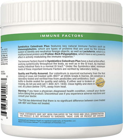 Symbiotics Colostrum Plus Powder Supplement for Immunity Support, 6.3 Ounces (180 g)