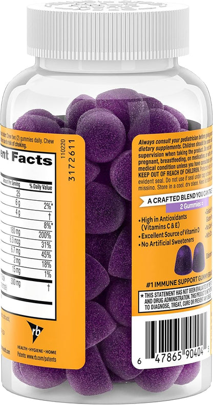 Airborne Kids Elderberry + Zinc & Vitamin C Gummies, Kids Immune Support with Powerful Antioxidants VIT D & E - 50 Gummies, Elderberry Flavor