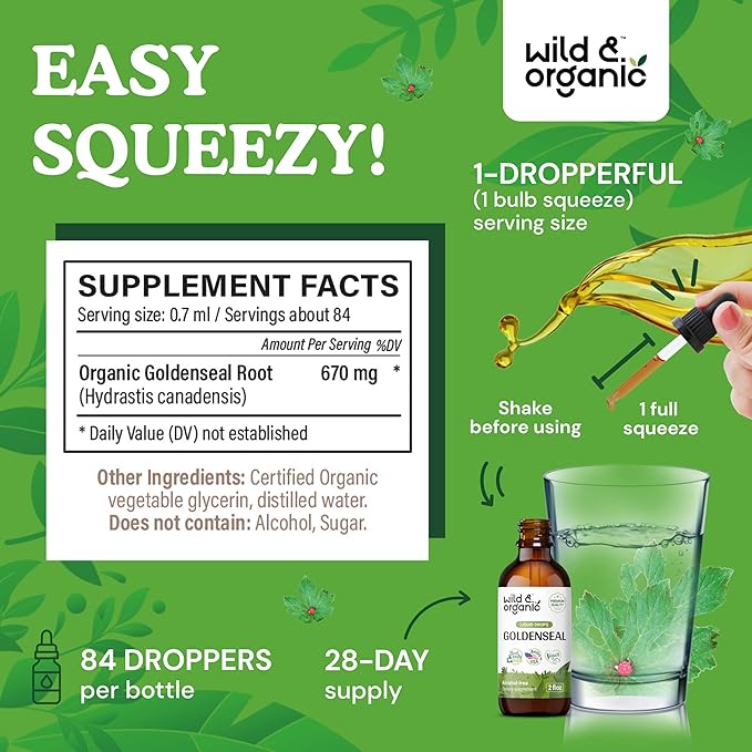 Wild & Organic Goldenseal Tincture 2 fl oz & Cats Claw Tincture 4 fl oz