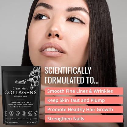 AnnieMak Collagen Peptides Powder with Bone Broth, Protein & More for Skin Care, Healthy Hair & Nails, Grass Fed, Clean Multi Collagens Supplement for Women's Wellness, Gluten Free, Unflavored