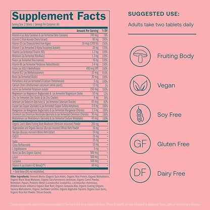 True Grace Daily Women’s Multivitamin 50+ - 120 Easy-to-Swallow Tablets - Immune, Energy, Longevity & Memory Support - Vegan - Gluten, Soy & Iron Free - 60 Servings