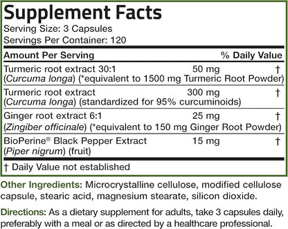 Bronson Turmeric + Ginger Extra Strength Joint Health & Digestion Support with BioPerine, Non-GMO, 360 Vegetarian Capsules