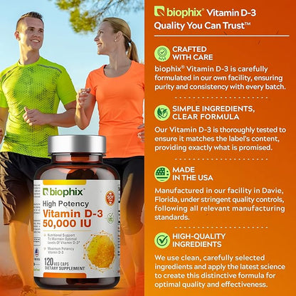 biophix Vitamin D-3 10000 IU 120 Softgels - High-Potency in Extra Virgin Olive Oil Non-GMO Soy-Free Supports Strong Bones Immune Health