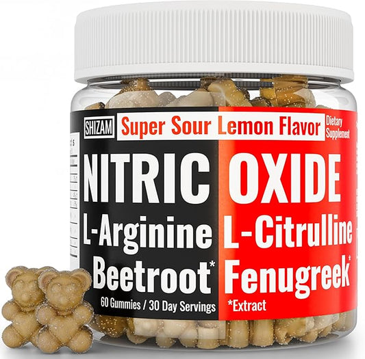 SHIZAM Beets Fenugreek Super Nitric Oxide Gummies w L-Arginine L-Citrulline, Beet Root Chews Chweable Chewables Capsules Pills Supplement Supplements Alt, Bootroot Flow Adults Men Beats