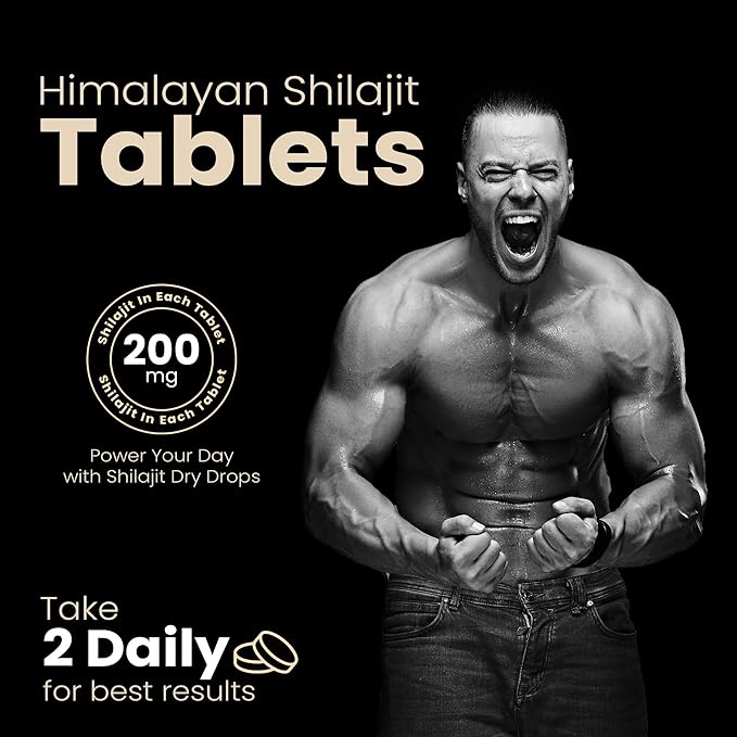 Shilajit Tablets for Men - Gold Grade - No Added Sugar - 120 Dry Drops - Organic - Lab Tested