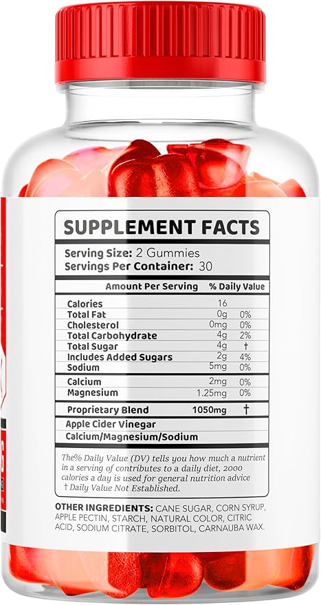 Trim Tummy Keto ACV Gummies 1050MG, Keto Apple Cider Vinegar - Advanced Formula, 60 Gummies for 1 Month