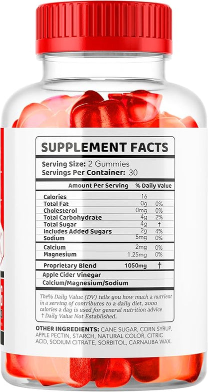 Trim Tummy Keto ACV Gummies 1050MG, Keto Apple Cider Vinegar - Advanced Formula, 60 Gummies for 1 Month