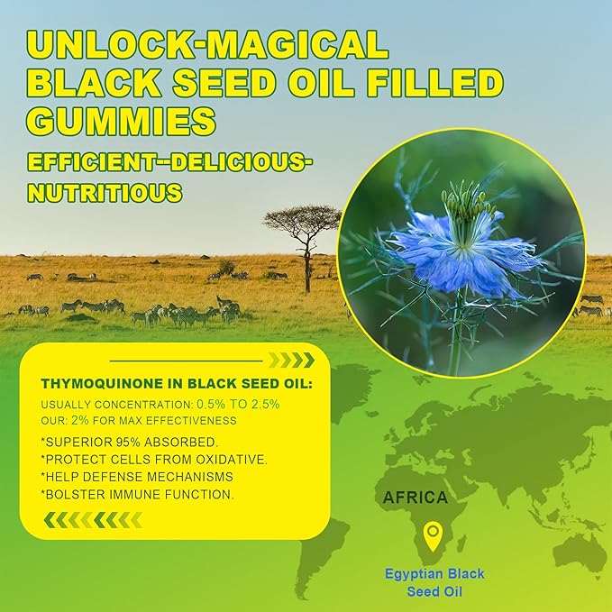 Black Seed Oil Gummies & Chlorophyll, Biotin 500mcg with Hydrolyzed Collagen, Raw Manuka Honey, Organic Cold Pressed - Ultimate Absorption for Skin, Hair & Nails, Digestive, Overall Health, Sugar Free