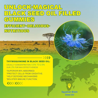 Black Seed Oil Gummies & Chlorophyll, Biotin 500mcg with Hydrolyzed Collagen, Raw Manuka Honey, Organic Cold Pressed - Ultimate Absorption for Skin, Hair & Nails, Digestive, Overall Health, Sugar Free