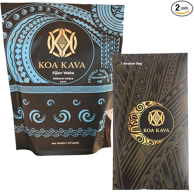1 Pound Premium Fijian Waka Kava from Koa Kava with a Drawstring Kava Strainer to make Kava Tea