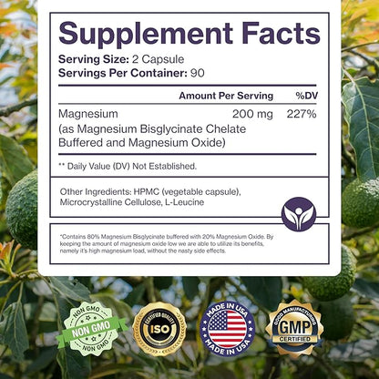 Pure Micronutrients Magnesium Glycinate Supplement (Chelated) 200mg Per Serve, 180 Count