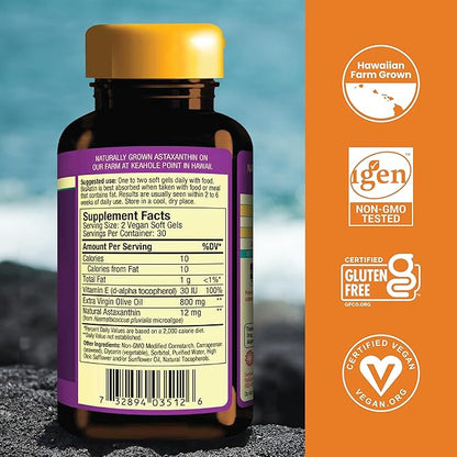 Nutrex Hawaii BioAstin Supreme Hawaiian Astaxanthin - 6mg, 60 Softgels - Farm-Direct Premium Antioxidant Supplement for Eye, Skin, Joint & Immune System Health* - Blended with Extra Virgin Olive Oil
