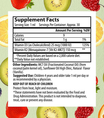 Go Healthy Multivitamin Liquid (1 Bottle) and Vitamin D3 K2 Drops (1 Bottle) for Kids, Toddlers, Teens, Vegan and Vegetarian, Gluten Free, Non-GMO Bundle