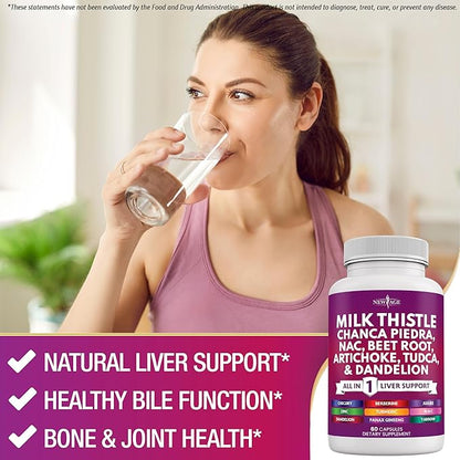 NEW AGE Milk Thistle NAC Chanca Piedra Beet Root Artichoke Dandelion Root Astragalus - Plus TUDCA & Ginger - 120 Count