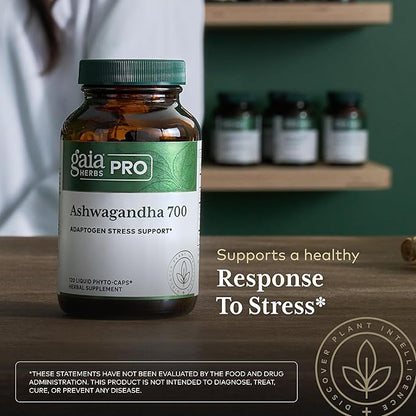 Gaia Herbs PRO Ashwagandha 700 - Healthy Immune Support Supplement* - Single-Herb Formula with Organic Ashwagandha - Vegan Gluten-Free Soy-Free - 120 Liquid Phyto-Caps (60 Servings)