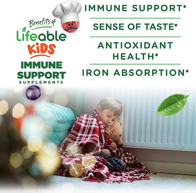 Lifeable Kids Immune Support Gummies | Elderberry Vitamin C and Zinc | Great Tasting Immune Support Supplement Elderberry Gummies for Kids | Kids Elderberry Gummies for Boys, Girls | 90 Gummies