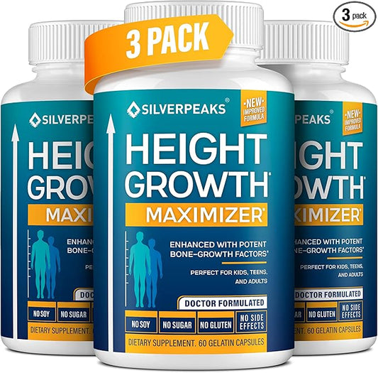 Growth Capsules to Grow Taller - Height Growth Maximizer with Calcium for Bone Strength - Made in USA - Natural Get Taller Supplement - Free of Growth Hormone - Pack of 3