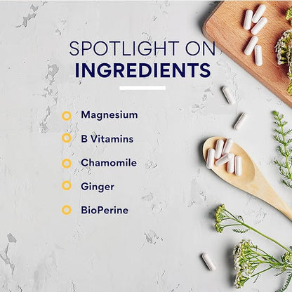 Research Verified Leg Cramps - Magnesium, B Vitamins, Ginger, Chamomile, BioPerine - Circulation Support - Vegan - 6 Month Supply