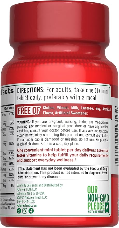 Nature's Truth One Daily Multivitamin | 100 Mini Tablets | for Men and Women | Non-GMO & Gluten Free Supplement
