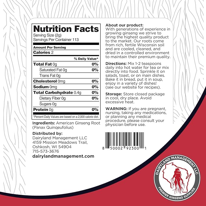 Dairyland American Ginseng Powder 8 oz and Capsules 75 ct Pack of Wisconsin Ginseng – Direct from Farmer to Consumer 西洋参