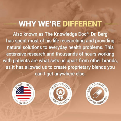 Dr. Berg All-in-One Vitamins for Hair, Skin, & Nails - Advanced Formula with Biotin, Saw Palmetto, DHT Blocker, & Trace Minerals - 90 Veg Capsules