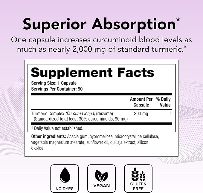 Theralogix CurcuSorb Turmeric Curcumin Supplement - 90-Day Supply - High-Absorption Turmeric Curcumin - Supports Brain, Heart, Immune & Joint Health - Aids Healthy Aging - NSF Certified - 90 Capsules