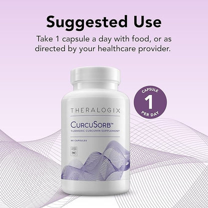 Theralogix CurcuSorb Turmeric Curcumin Supplement - 90-Day Supply - High-Absorption Turmeric Curcumin - Supports Brain, Heart, Immune & Joint Health - Aids Healthy Aging - NSF Certified - 90 Capsules