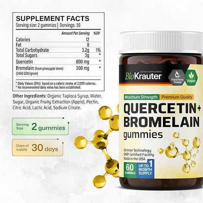 BIO KRAUTER Quercetin with Bromelain 60 Gummies & L-Methylfolate 60 Gummies