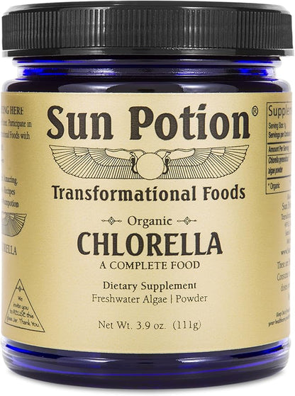 Chlorella Powder 111g by Sun Potion - Premium Organic Superfood, Pure Supplement, Rich in Vitamins, Protein, and Fatty Acids - Vegan, Nutrition, and Potent