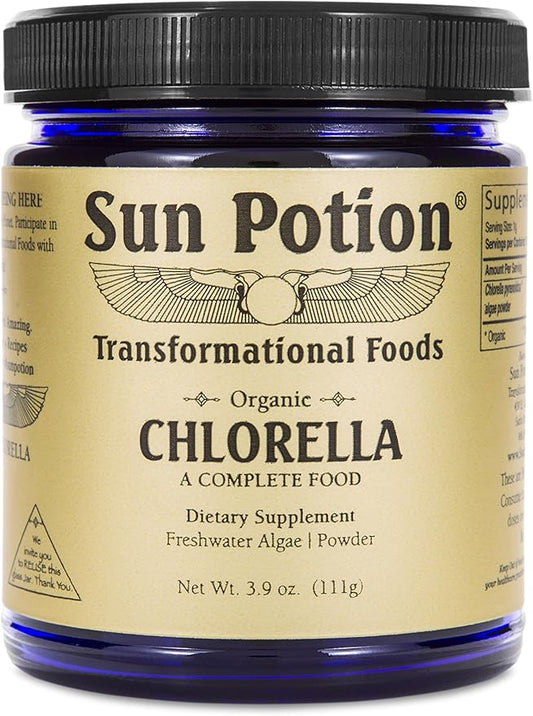 Chlorella Powder 111g by Sun Potion - Premium Organic Superfood, Pure Supplement, Rich in Vitamins, Protein, and Fatty Acids - Vegan, Nutrition, and Potent